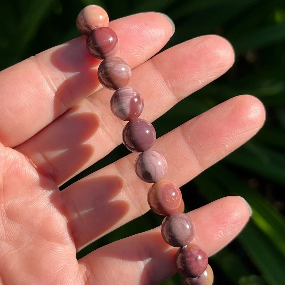 9.5mm stretchable purple red alashan agate bracelet‎ 0284